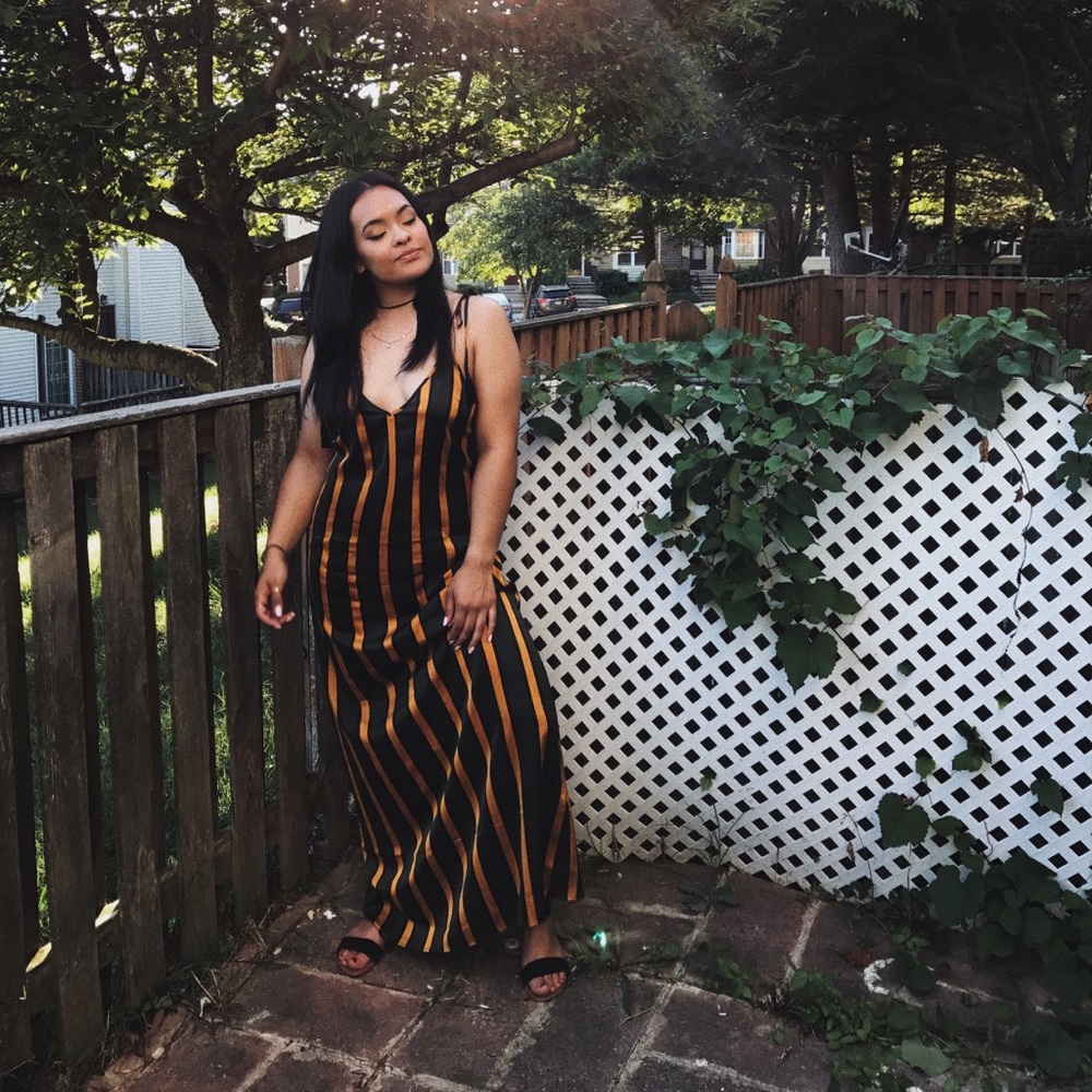 Striped Maxi Silk Dress